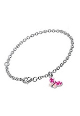 remarkable itsy-bitsy pink butterfly silver charm bracelet for babies and children
